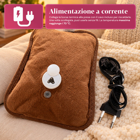 Elektrische knuffel-handwarmer met oplaadbare warmwaterzak, 2 vakken, 4-5 uur warmte, afneembare hoes met rits - Blind Box