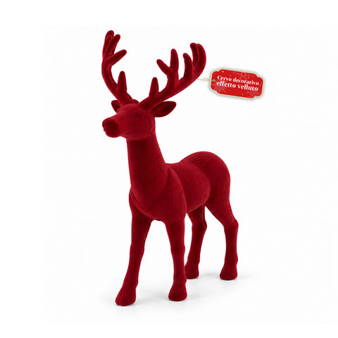Decoratief rendier 33x44h cm met fluweeleffect, modern designbeeldje voor huis, kantoor en etalages, kerstdecoratie, 6 kleurvarianten