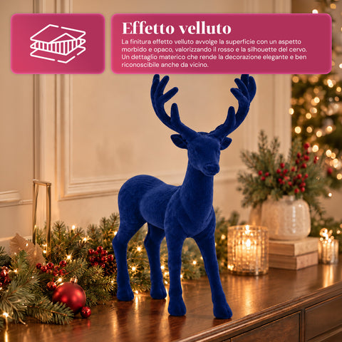 Decoratief rendier 33x44h cm met fluweeleffect, modern designbeeldje voor huis, kantoor en etalages, kerstdecoratie, 6 kleurvarianten