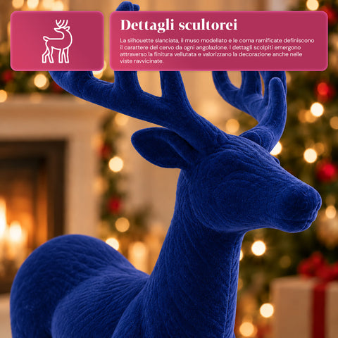 Decoratief rendier 33x44h cm met fluweeleffect, modern designbeeldje voor huis, kantoor en etalages, kerstdecoratie, 6 kleurvarianten