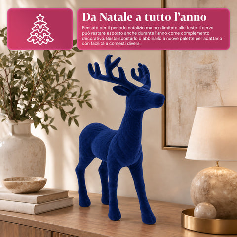 Decoratief rendier 33x44h cm met fluweeleffect, modern designbeeldje voor huis, kantoor en etalages, kerstdecoratie, 6 kleurvarianten