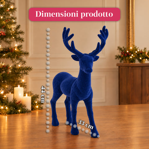 Decoratief rendier 33x44h cm met fluweeleffect, modern designbeeldje voor huis, kantoor en etalages, kerstdecoratie, 6 kleurvarianten