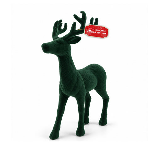 Decoratief rendier 33x44h cm met fluweeleffect, modern designbeeldje voor huis, kantoor en etalages, kerstdecoratie, 6 kleurvarianten