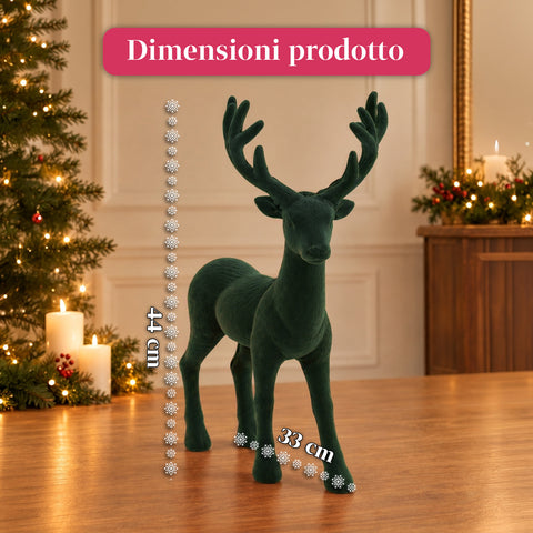 Decoratief rendier 33x44h cm met fluweeleffect, modern designbeeldje voor huis, kantoor en etalages, kerstdecoratie, 6 kleurvarianten