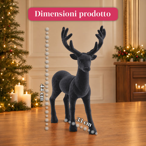 Decoratief rendier 33x44h cm met fluweeleffect, modern designbeeldje voor huis, kantoor en etalages, kerstdecoratie, 6 kleurvarianten