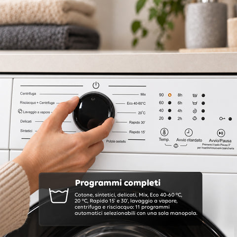 Voorladerwasmachine 6 kg, energieklasse A, 1200 tpm, slim model van 41 cm, stoomfunctie, honingraat­was­trommel, kinderslot, wit of grijs