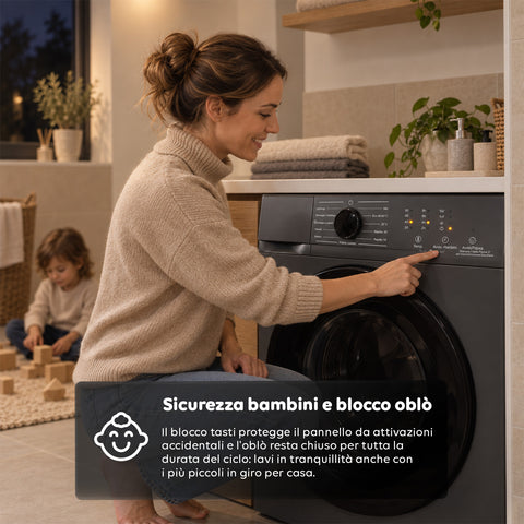 Voorladerwasmachine 6 kg, energieklasse A, 1200 tpm, slim model van 41 cm, stoomfunctie, honingraat­was­trommel, kinderslot, wit of grijs