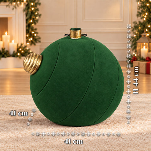 Grote kerstboomvoet met fluweeleffect, 41x41x44 cm, voor bomen tot 180 cm – voetafdekking met bevestiging Ø 4 cm, bordeauxrood en groen