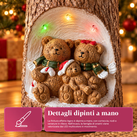 Kerstboomvoet voor boomstammen met bewegende leds en 3D-figuren voor bomen tot 180 cm – ijzeren en magnesium boombeschermvoet met bevestiging Ø 4 cm