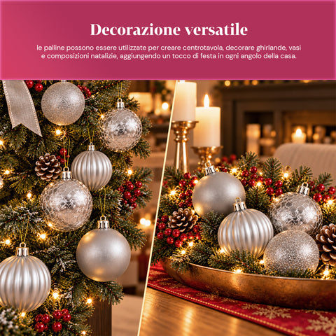Set van 16 onbreekbare kerstballen van 7 cm - 4 gesorteerde afwerkingen: glanzend, mat en met glitter - decoratie voor boom en huis - rood, goud, zilver