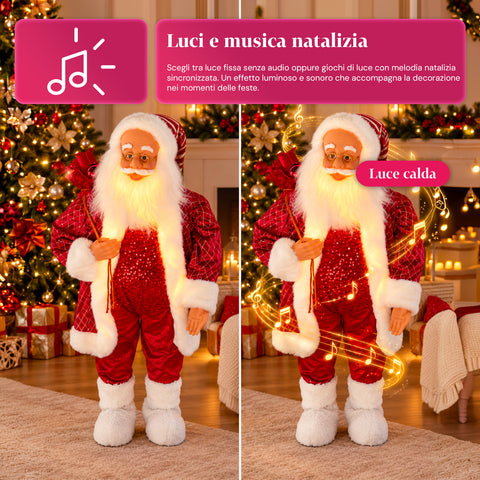 Kerstman met verlichting en muziek, decoratief kerstbeeld van 65-95-120 cm, lichtgevend ornament op batterijen - Blind Box