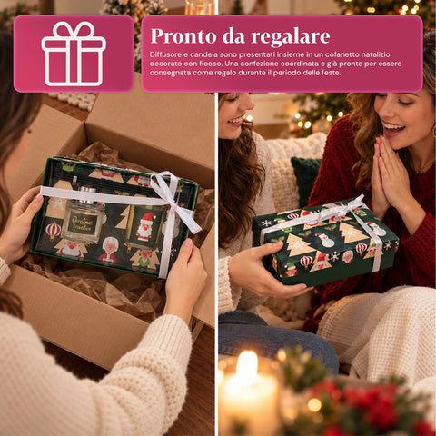 Set voor geurverspreiding met stokjesdiffuser en geurkaars, kerstgeuren, kerstcadeauset
