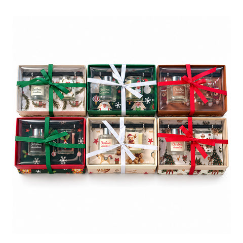 Set voor geurverspreiding met stokjesdiffuser en geurkaars, kerstgeuren, kerstcadeauset