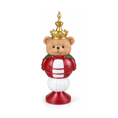 Kerstbeeldje van 35 cm van kunsthars, kerstdecoratie met de kerstman, notenkraker en teddybeer, rood of wit, voor binnen en buiten