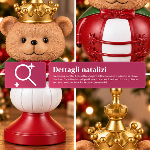 Kerstbeeldje van 35 cm van kunsthars, kerstdecoratie met de kerstman, notenkraker en teddybeer, rood of wit, voor binnen en buiten