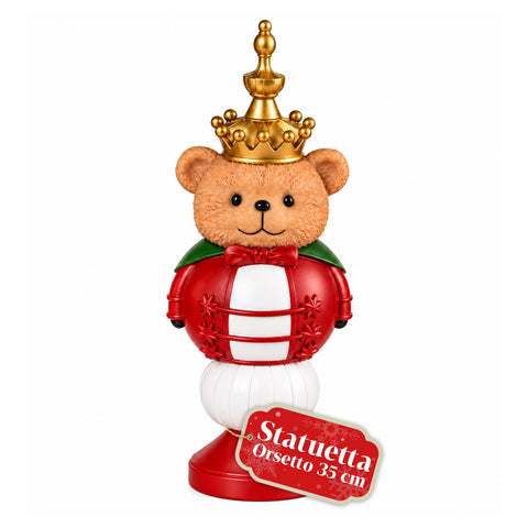 Kerstbeeldje van 35 cm van kunsthars, kerstdecoratie met de kerstman, notenkraker en teddybeer, rood of wit, voor binnen en buiten