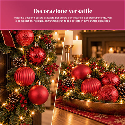 Set van 16 onbreekbare kerstballen van 7 cm - 4 gesorteerde afwerkingen: glanzend, mat en met glitter - decoratie voor boom en huis - rood, goud, zilver