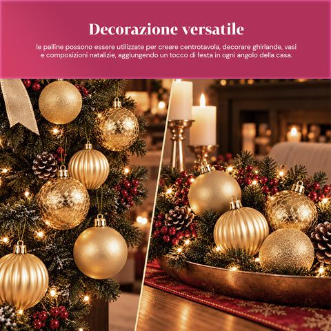 Set van 16 onbreekbare kerstballen van 7 cm - 4 gesorteerde afwerkingen: glanzend, mat en met glitter - decoratie voor boom en huis - rood, goud, zilver