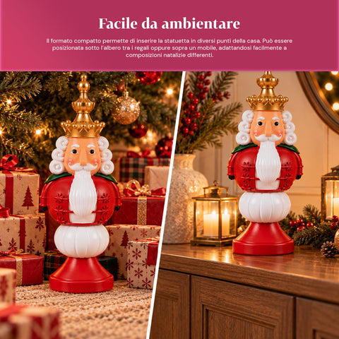 Kerstbeeldje van 35 cm van kunsthars, kerstdecoratie met de kerstman, notenkraker en teddybeer, rood of wit, voor binnen en buiten