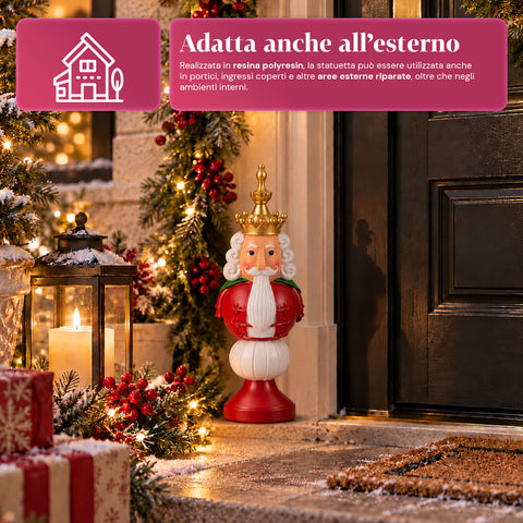 Kerstbeeldje van 35 cm van kunsthars, kerstdecoratie met de kerstman, notenkraker en teddybeer, rood of wit, voor binnen en buiten