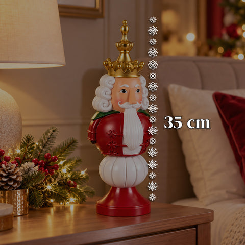 Kerstbeeldje van 35 cm van kunsthars, kerstdecoratie met de kerstman, notenkraker en teddybeer, rood of wit, voor binnen en buiten