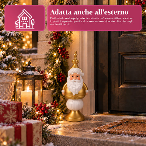 Kerstbeeldje van 35 cm van kunsthars, kerstdecoratie met de kerstman, notenkraker en teddybeer, rood of wit, voor binnen en buiten