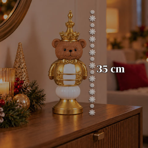 Kerstbeeldje van 35 cm van kunsthars, kerstdecoratie met de kerstman, notenkraker en teddybeer, rood of wit, voor binnen en buiten