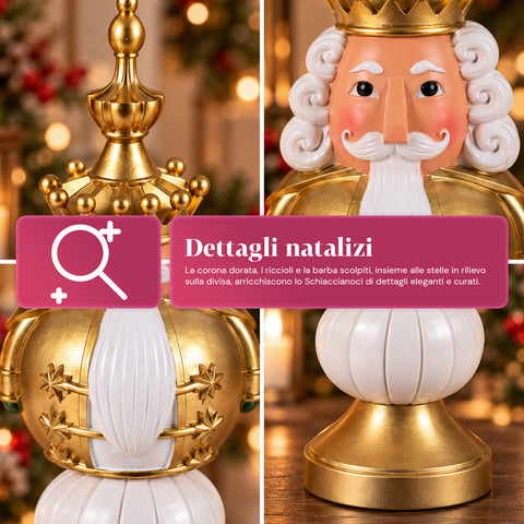 Kerstbeeldje van 35 cm van kunsthars, kerstdecoratie met de kerstman, notenkraker en teddybeer, rood of wit, voor binnen en buiten