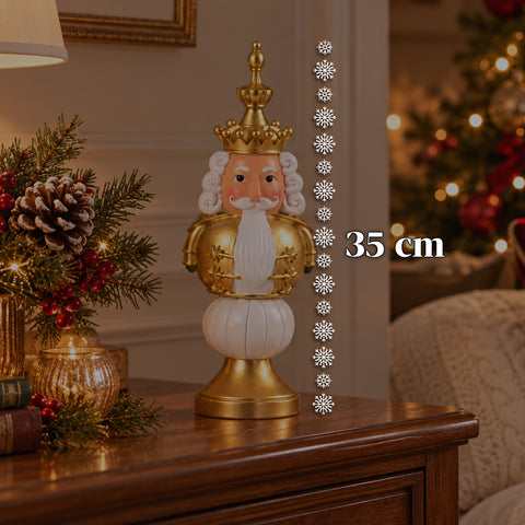 Kerstbeeldje van 35 cm van kunsthars, kerstdecoratie met de kerstman, notenkraker en teddybeer, rood of wit, voor binnen en buiten