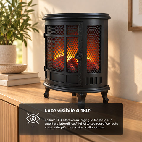 Decoratieve ledhaard met realistisch vlameffect, ornamentale lamp op batterijen zonder warmte, vintage design 30,5x16x35,5 cm