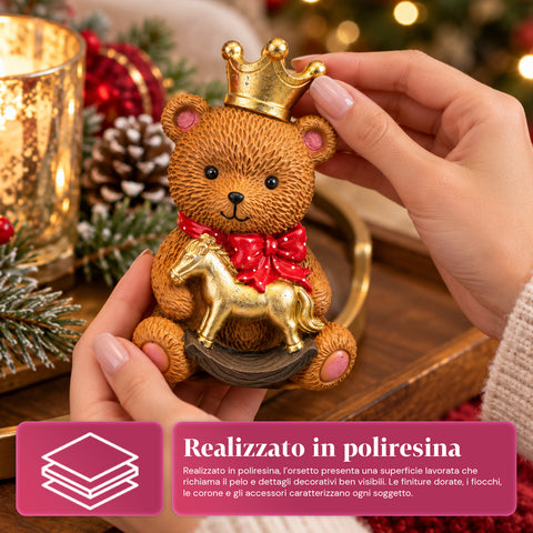 Decoratieve kerstbeer van kunsthars 16x15x21 cm, kerstbeer als ornament, beeldje, kerstversiering voor in huis, diverse uitvoeringen