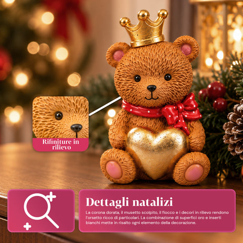 Decoratieve kerstbeer van kunsthars 16x15x21 cm, kerstbeer als ornament, beeldje, kerstversiering voor in huis, diverse uitvoeringen