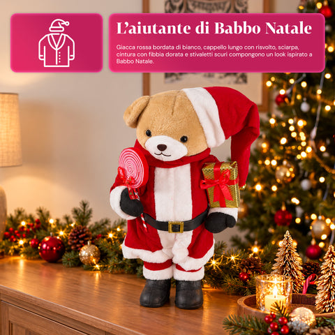 Kerstbeer van pluche met rode en witte outfit, drie maten voor binnenhuisdecoratie