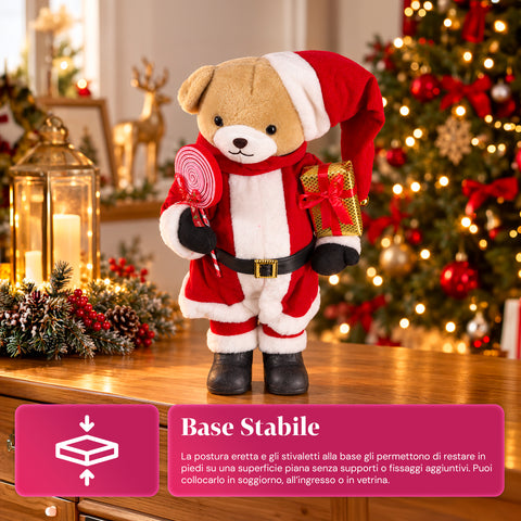 Kerstbeer van pluche met rode en witte outfit, drie maten voor binnenhuisdecoratie