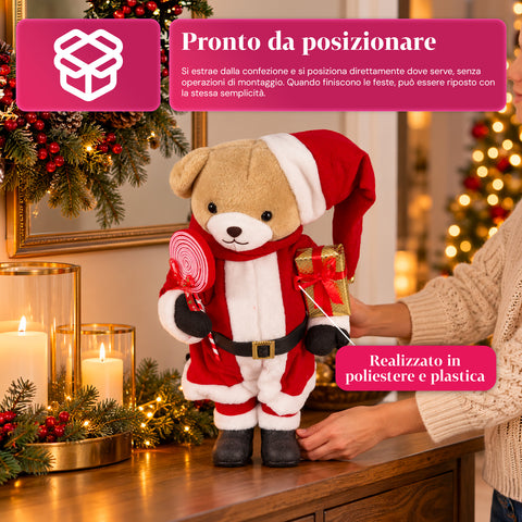 Kerstbeer van pluche met rode en witte outfit, drie maten voor binnenhuisdecoratie