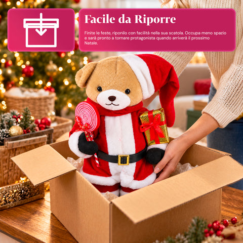 Kerstbeer van pluche met rode en witte outfit, drie maten voor binnenhuisdecoratie