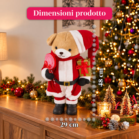 Kerstbeer van pluche met rode en witte outfit, drie maten voor binnenhuisdecoratie