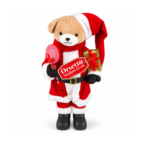 Kerstbeer van pluche met rode en witte outfit, drie maten voor binnenhuisdecoratie
