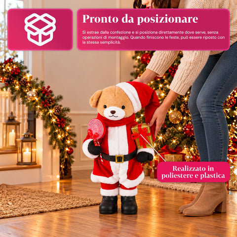 Kerstbeer van pluche met rode en witte outfit, drie maten voor binnenhuisdecoratie