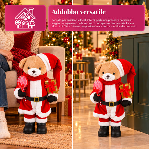 Kerstbeer van pluche met rode en witte outfit, drie maten voor binnenhuisdecoratie