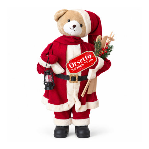 Kerstbeer van pluche met rode en witte outfit, drie maten voor binnenhuisdecoratie