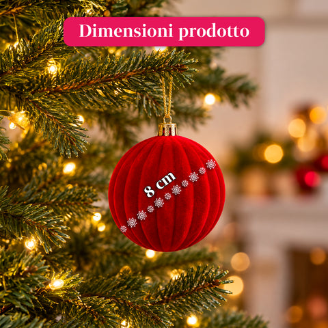 Set van 12 fluwelen kerstballen van 8 cm, drie verschillende texturen per verpakking, verkrijgbaar in 3 kleuren, matte ballen voor de kerstboom en decoratie