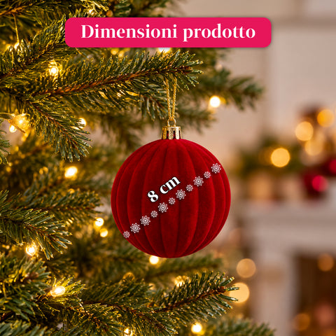 Set van 12 fluwelen kerstballen van 8 cm, drie verschillende texturen per verpakking, verkrijgbaar in 3 kleuren, matte ballen voor de kerstboom en decoratie