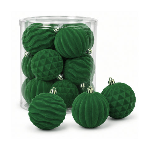 Set van 12 fluwelen kerstballen van 8 cm, drie verschillende texturen per verpakking, verkrijgbaar in 3 kleuren, matte ballen voor de kerstboom en decoratie