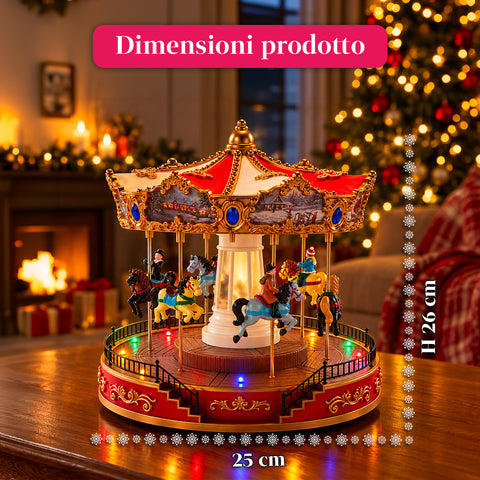 Kerstreuzenrad met ledverlichting, muziek en roterende beweging, 2 kleuren, geanimeerde kerstdecoratie, hoogte 26 cm, basis 22 cm, kunststof