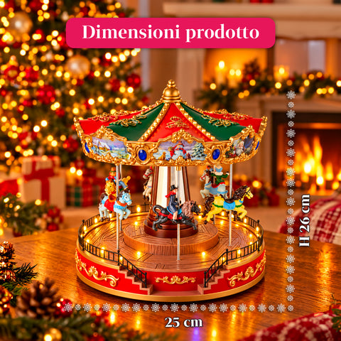 Kerstreuzenrad met ledverlichting, muziek en roterende beweging, 2 kleuren, geanimeerde kerstdecoratie, hoogte 26 cm, basis 22 cm, kunststof