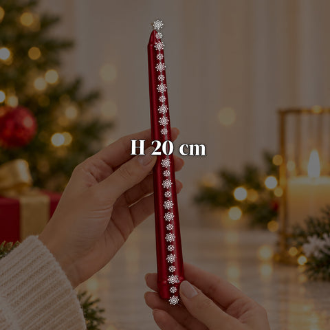 Slanke kerstkaarsen voor tafeldecoraties en kandelaars, set van 6, 2 kleuren, hoogte 20 cm, paraffinewas, glanzende afwerking met metallic effect