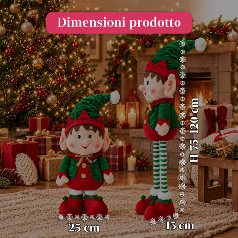 Uitschuifbare kerstelf, decoratieve versiering, diverse kleuren, maximale hoogte 120 cm, telescopische benen, verzwaarde voeten, polyester