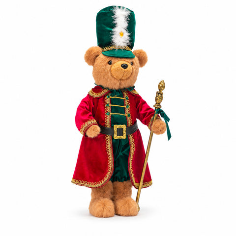 Kerstbeer als soldaat, kerstdecoratie, 2 kleuren, hoogte 60 cm, polyester, met hoed, mantel en stok
