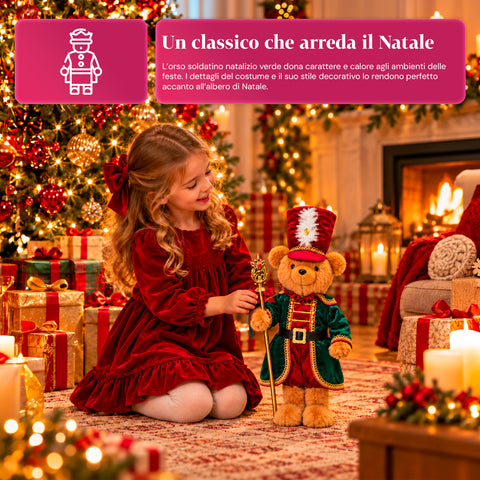 Kerstbeer als soldaat, kerstdecoratie, 2 kleuren, hoogte 60 cm, polyester, met hoed, mantel en stok